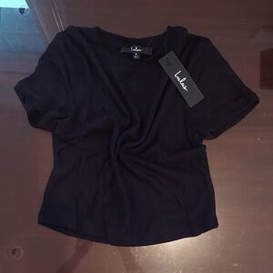 Lulu's Elegant Black Short Sleeve Tee S